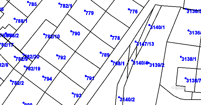 Parcela st. 789 v KÚ Tachov, Katastrální mapa