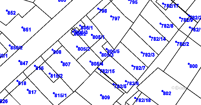 Parcela st. 805/3 v KÚ Tachov, Katastrální mapa
