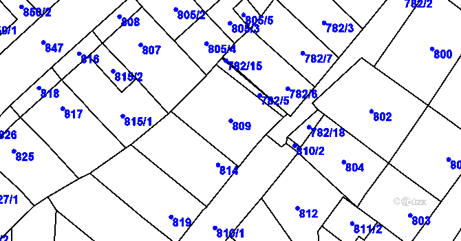 Parcela st. 809 v KÚ Tachov, Katastrální mapa