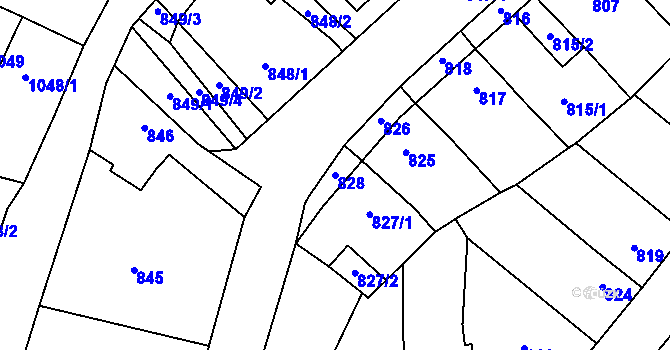 Parcela st. 828 v KÚ Tachov, Katastrální mapa