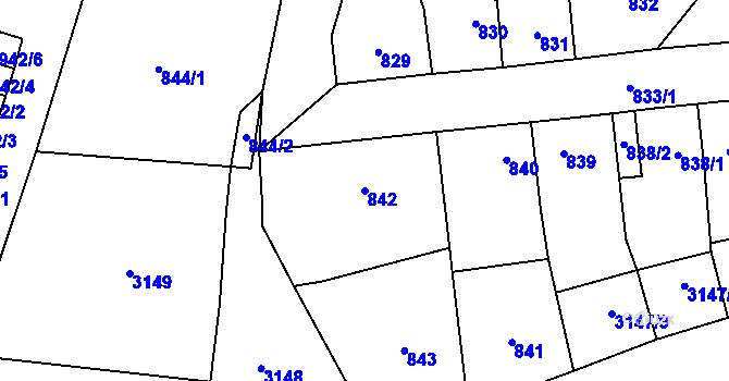 Parcela st. 842 v KÚ Tachov, Katastrální mapa