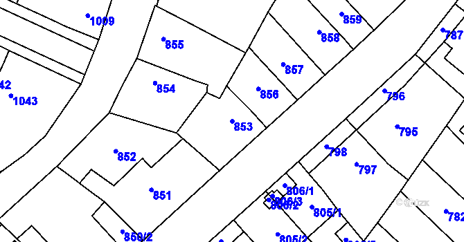 Parcela st. 853 v KÚ Tachov, Katastrální mapa