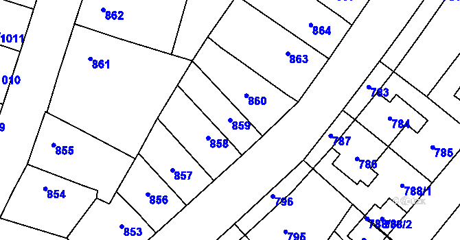 Parcela st. 859 v KÚ Tachov, Katastrální mapa