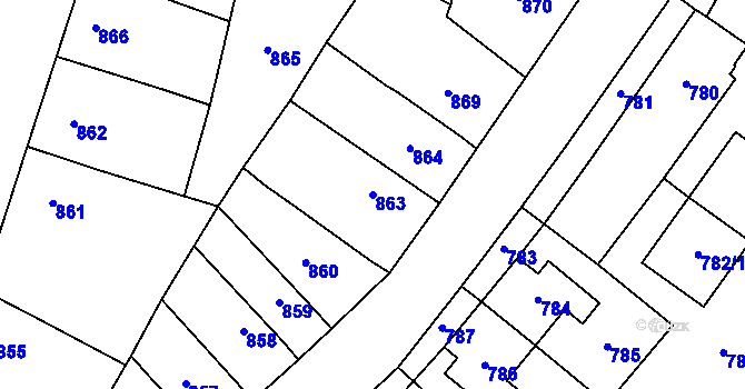 Parcela st. 863 v KÚ Tachov, Katastrální mapa