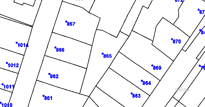 Parcela st. 865 v KÚ Tachov, Katastrální mapa