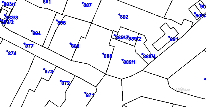 Parcela st. 888 v KÚ Tachov, Katastrální mapa