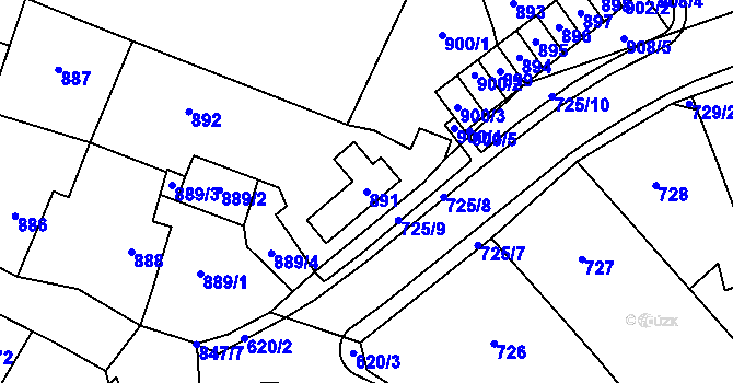 Parcela st. 891 v KÚ Tachov, Katastrální mapa