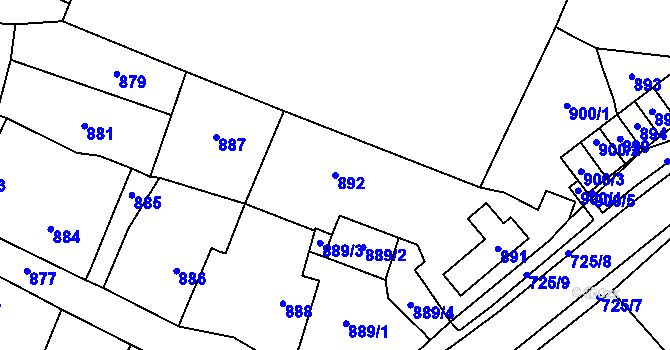 Parcela st. 892 v KÚ Tachov, Katastrální mapa