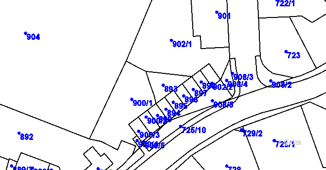 Parcela st. 893 v KÚ Tachov, Katastrální mapa