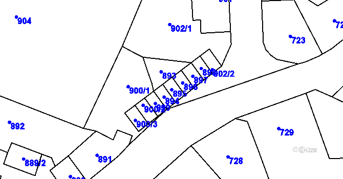 Parcela st. 895 v KÚ Tachov, Katastrální mapa