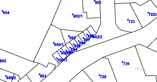 Parcela st. 896 v KÚ Tachov, Katastrální mapa