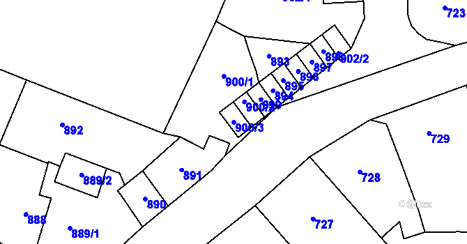 Parcela st. 900/3 v KÚ Tachov, Katastrální mapa