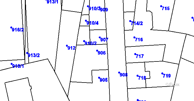 Parcela st. 906 v KÚ Tachov, Katastrální mapa