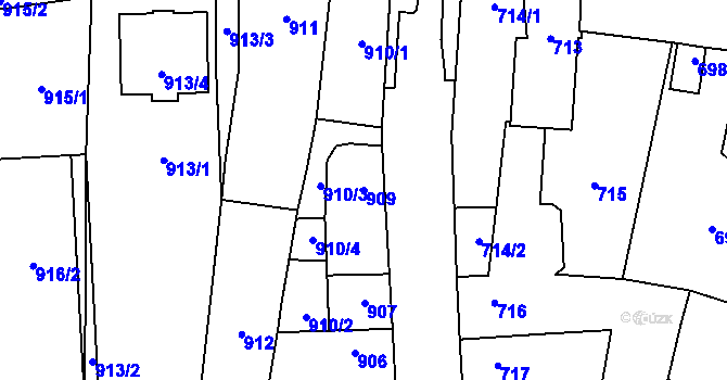 Parcela st. 909 v KÚ Tachov, Katastrální mapa