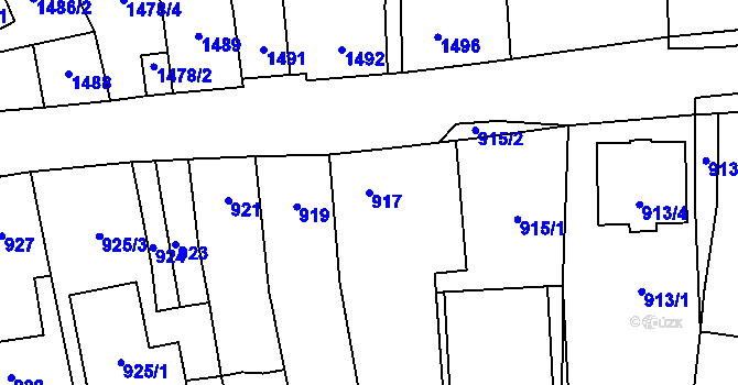 Parcela st. 917 v KÚ Tachov, Katastrální mapa