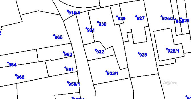 Parcela st. 932 v KÚ Tachov, Katastrální mapa
