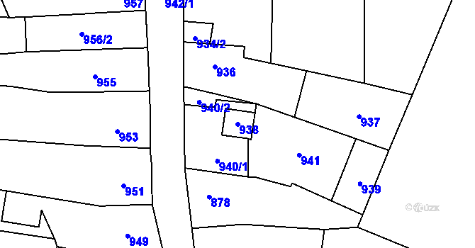 Parcela st. 938 v KÚ Tachov, Katastrální mapa