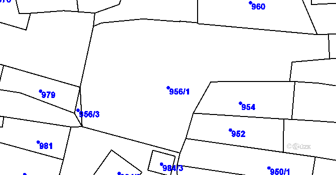 Parcela st. 956/1 v KÚ Tachov, Katastrální mapa