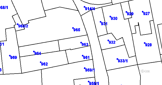 Parcela st. 963 v KÚ Tachov, Katastrální mapa