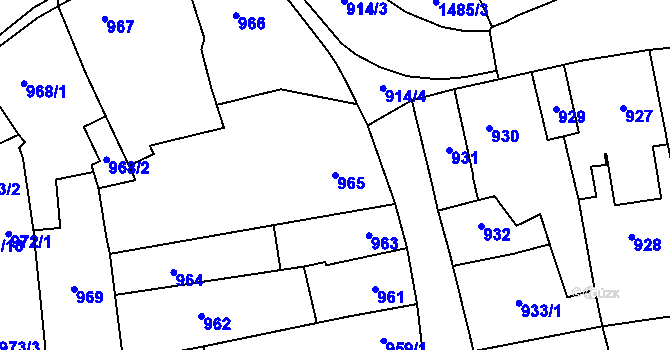 Parcela st. 965 v KÚ Tachov, Katastrální mapa