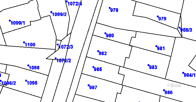 Parcela st. 982 v KÚ Tachov, Katastrální mapa