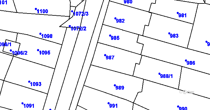 Parcela st. 987 v KÚ Tachov, Katastrální mapa