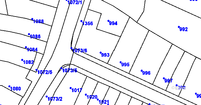 Parcela st. 993 v KÚ Tachov, Katastrální mapa