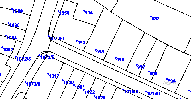 Parcela st. 995 v KÚ Tachov, Katastrální mapa