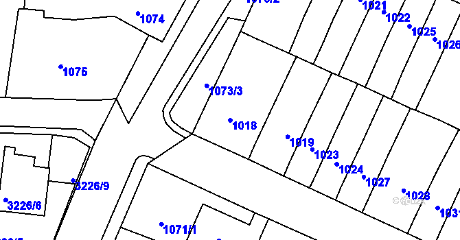 Parcela st. 1018 v KÚ Tachov, Katastrální mapa