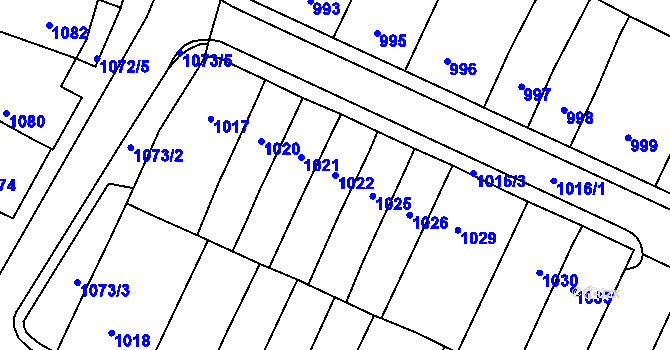 Parcela st. 1022 v KÚ Tachov, Katastrální mapa