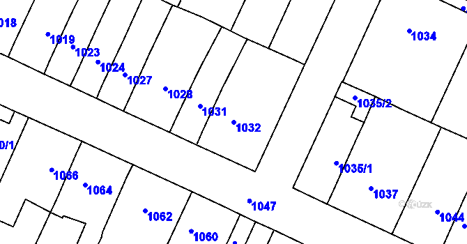 Parcela st. 1032 v KÚ Tachov, Katastrální mapa