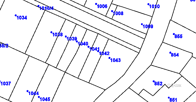 Parcela st. 1042 v KÚ Tachov, Katastrální mapa