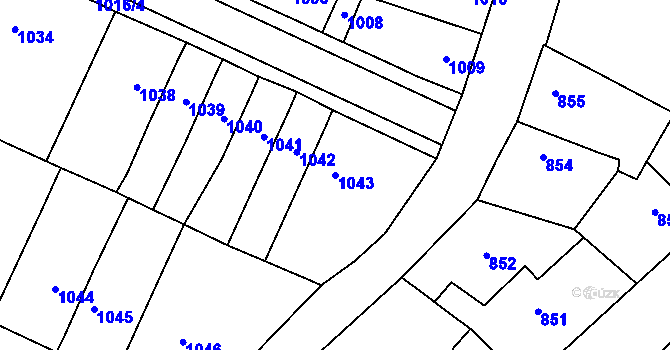 Parcela st. 1043 v KÚ Tachov, Katastrální mapa