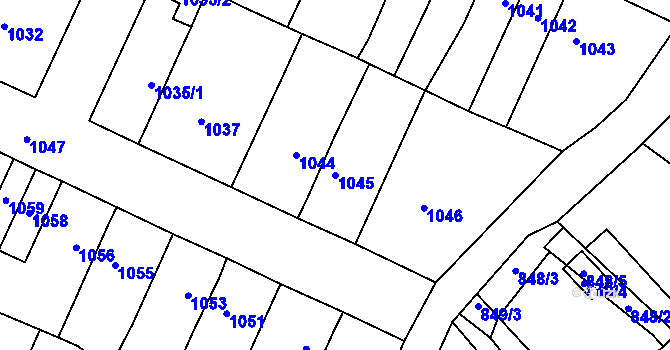 Parcela st. 1045 v KÚ Tachov, Katastrální mapa