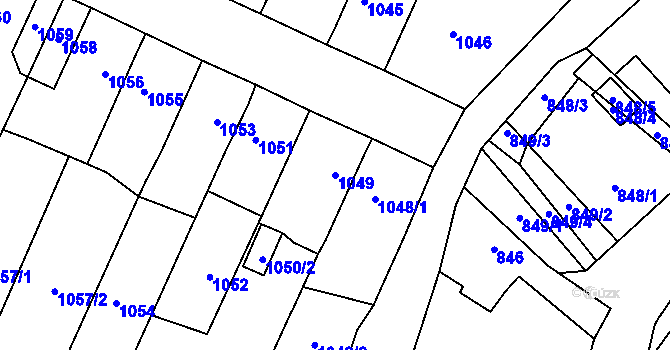 Parcela st. 1049 v KÚ Tachov, Katastrální mapa