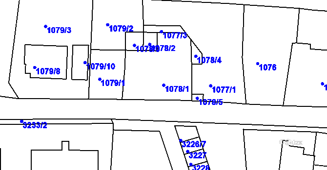 Parcela st. 1078/1 v KÚ Tachov, Katastrální mapa