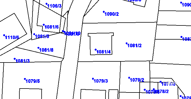 Parcela st. 1081/4 v KÚ Tachov, Katastrální mapa