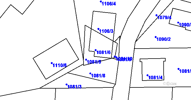 Parcela st. 1081/6 v KÚ Tachov, Katastrální mapa