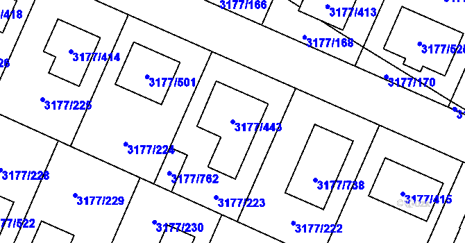 Parcela st. 3177/443 v KÚ Tachov, Katastrální mapa