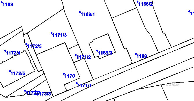 Parcela st. 1169/3 v KÚ Tachov, Katastrální mapa