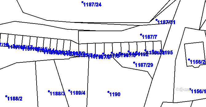 Parcela st. 1187/3 v KÚ Tachov, Katastrální mapa