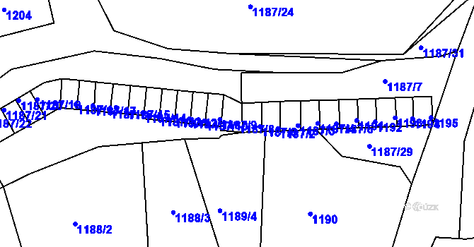 Parcela st. 1187/8 v KÚ Tachov, Katastrální mapa