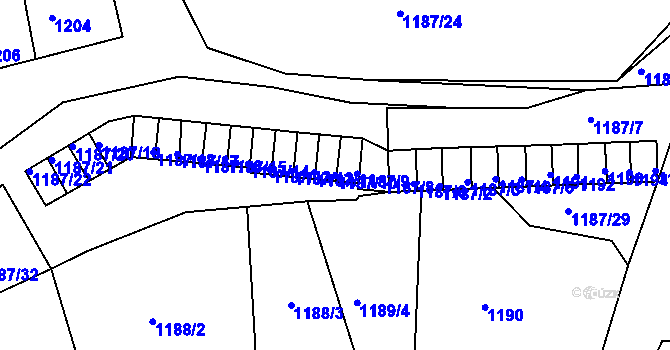 Parcela st. 1187/10 v KÚ Tachov, Katastrální mapa