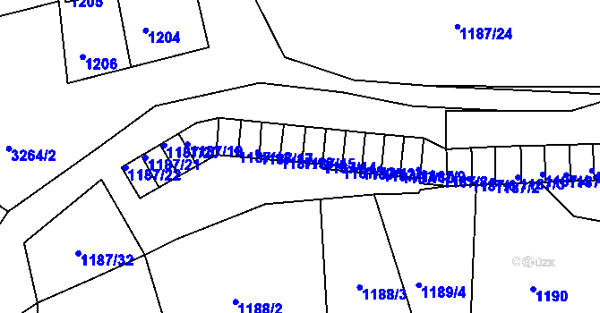 Parcela st. 1187/15 v KÚ Tachov, Katastrální mapa