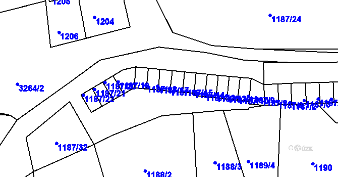 Parcela st. 1187/16 v KÚ Tachov, Katastrální mapa
