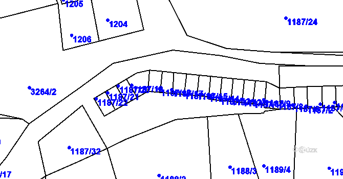 Parcela st. 1187/17 v KÚ Tachov, Katastrální mapa