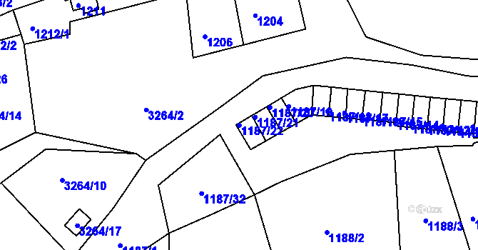 Parcela st. 1187/22 v KÚ Tachov, Katastrální mapa