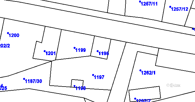 Parcela st. 1196 v KÚ Tachov, Katastrální mapa