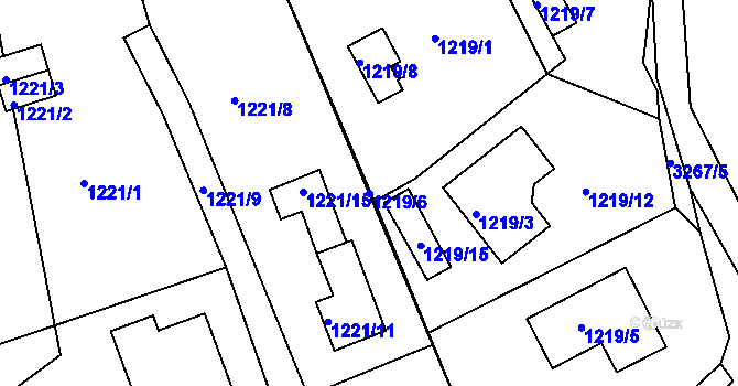 Parcela st. 1219/6 v KÚ Tachov, Katastrální mapa