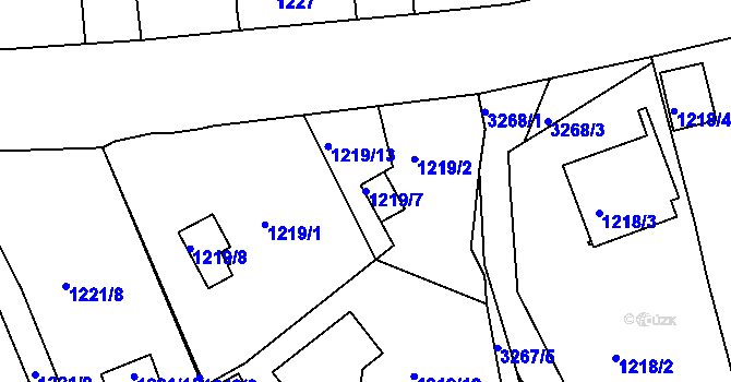 Parcela st. 1219/7 v KÚ Tachov, Katastrální mapa